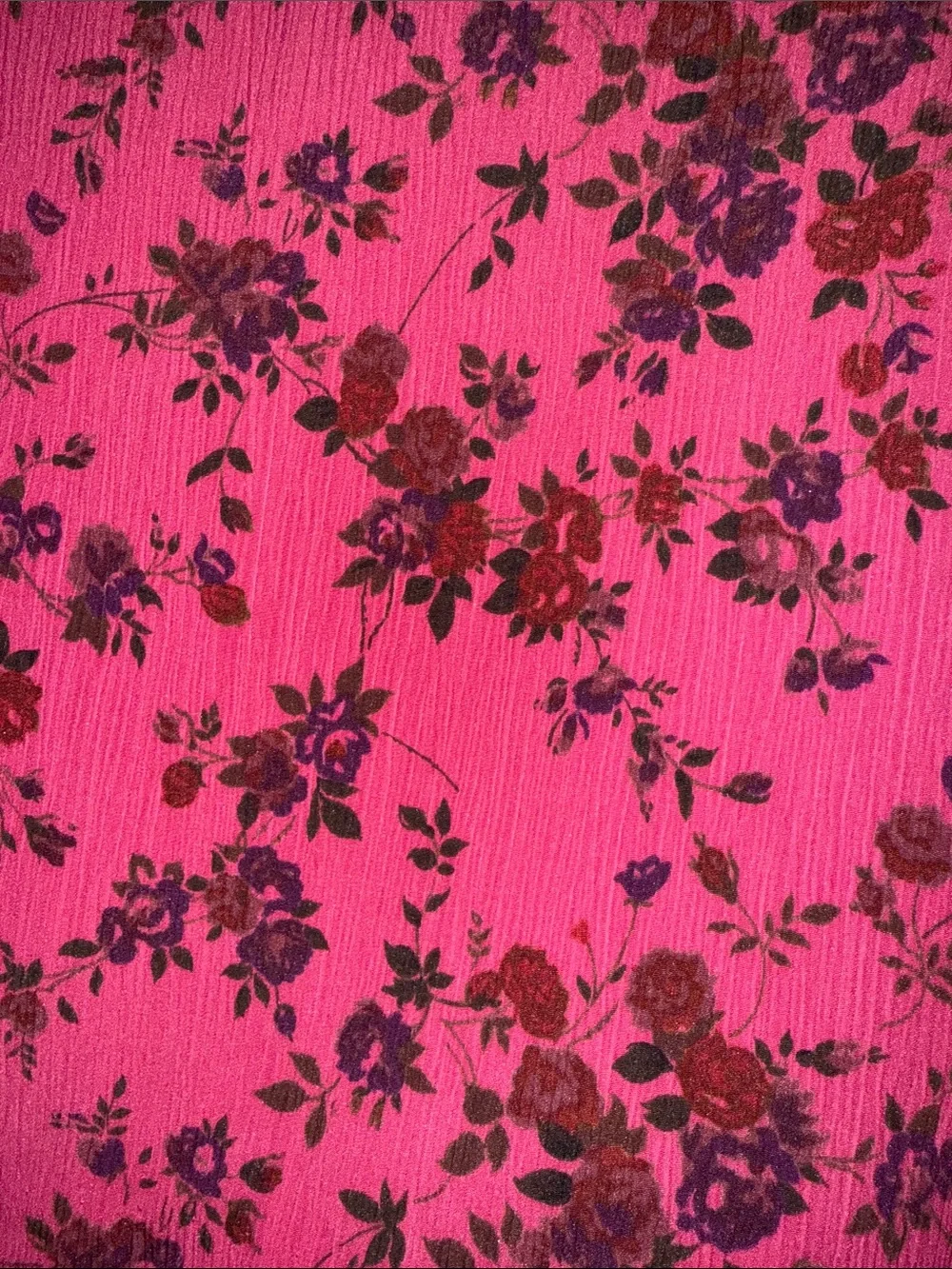 Vintage Leslie Fay Magenta Floral Two-Piece - Short Sleeve Top & Skirt